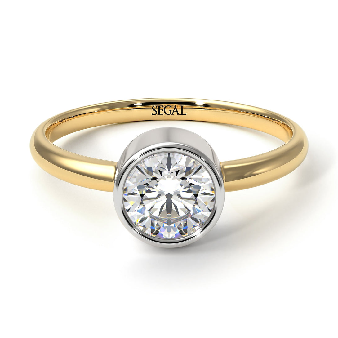 Two Tones Solitaire Bezel Diamond Ring - Emerson No. 17